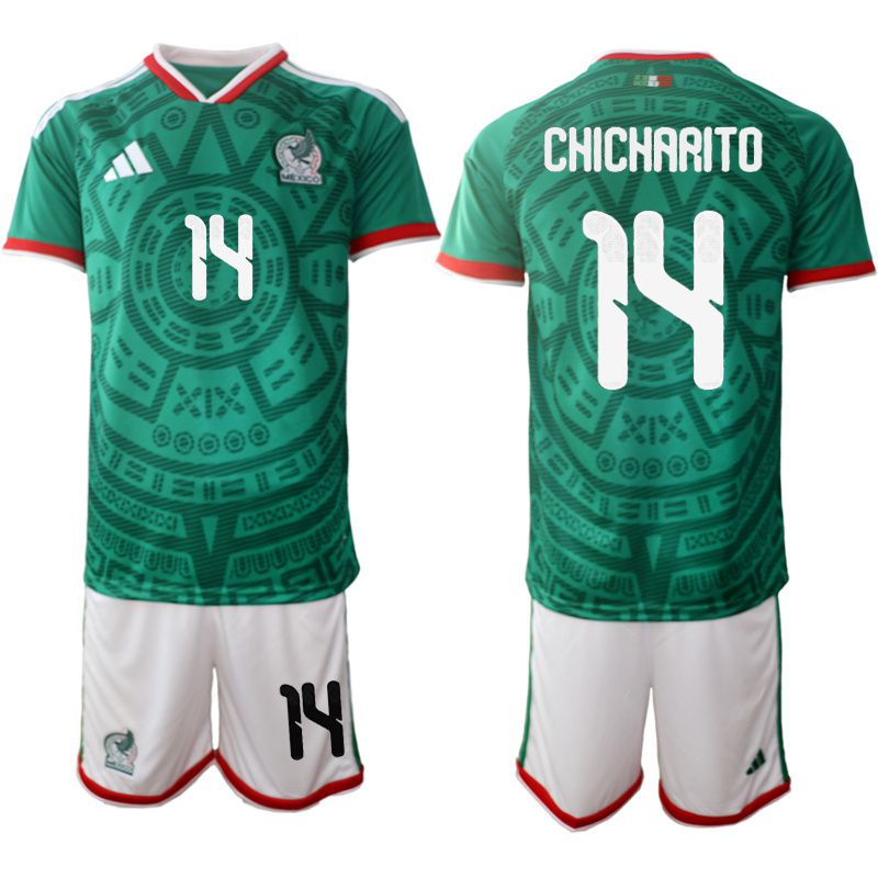 Men 2026 World Cup National Team Mexico home green #14 Soccer Jersey